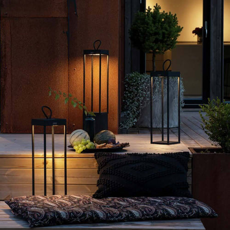 Ravello LED Akkuleuchte für Außen 50cm, schwarze Metall-Laterne für Balkon und Terrasse mit warmweißem Licht