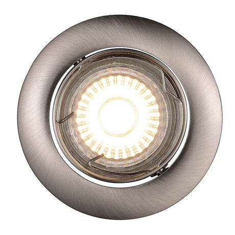 Recess LED Einbaustrahler Stahl-Gebürstet, runder LED-Lichtstrahler mit gebürstetem Stahl-Finish.