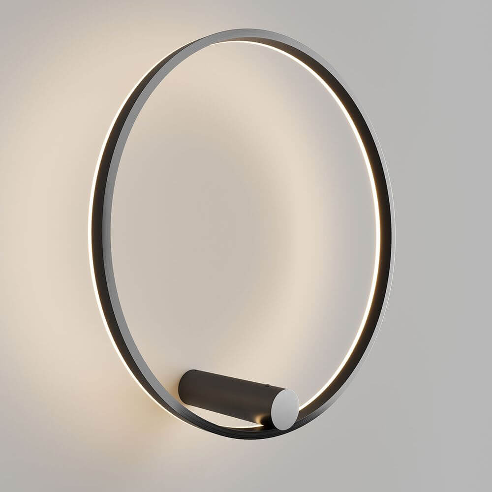 s.luce Ring Air LED Wandleuchte & Deckenlampe Ø 60cm in modernem Design an einer Wand montiert.