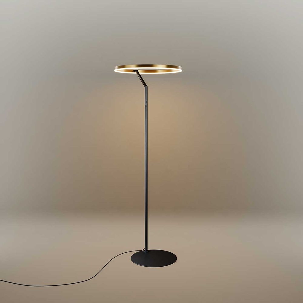s.luce Ring LED-gulvlampe Ø 60 cm med touchdimmer i minimalistisk design og elegant aluminium-ring.