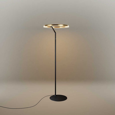 s.luce Ring LED floor lamp Ø 60cm with touch dimmer in minimalist design and elegant aluminum ring.