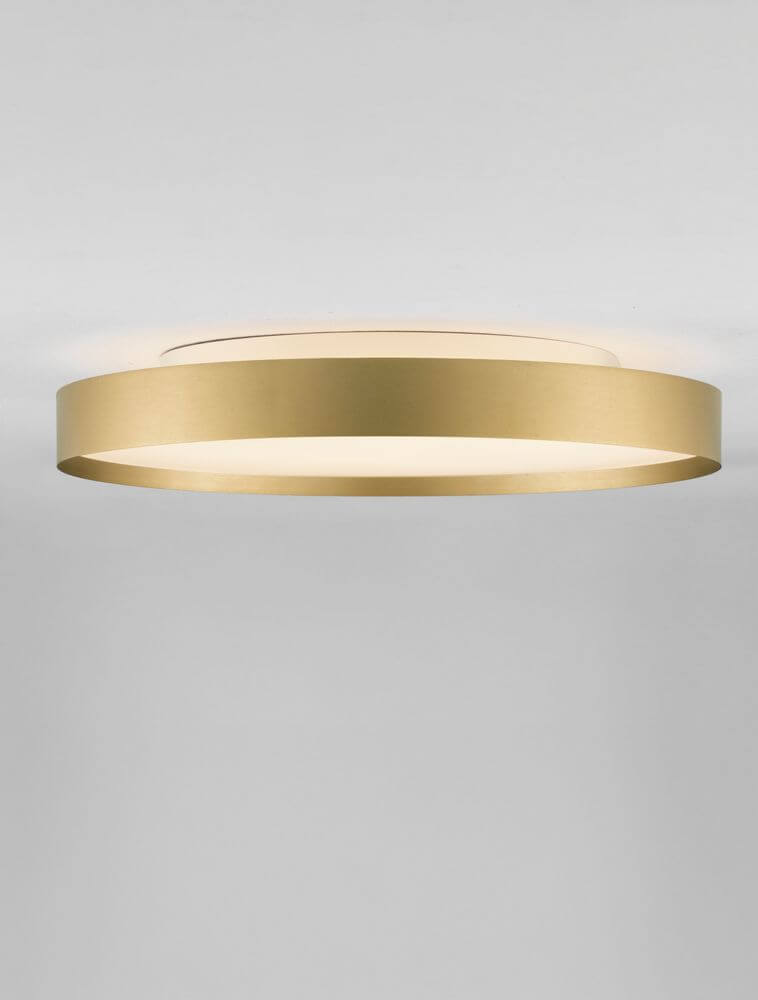 Roi Deckenleuchte Ø 50cm 2700 3000K in elegantem goldenen Design, dimmbar und farbveränderbar über DIP-Switch.