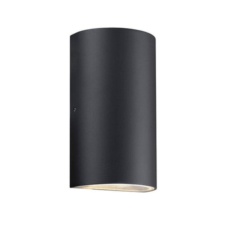Rold LED Außen-Wandleuchte IP44 Schwarz, minimalistische Wandlampe für Außenbereiche, Lichtabstrahlung nach oben und unten.