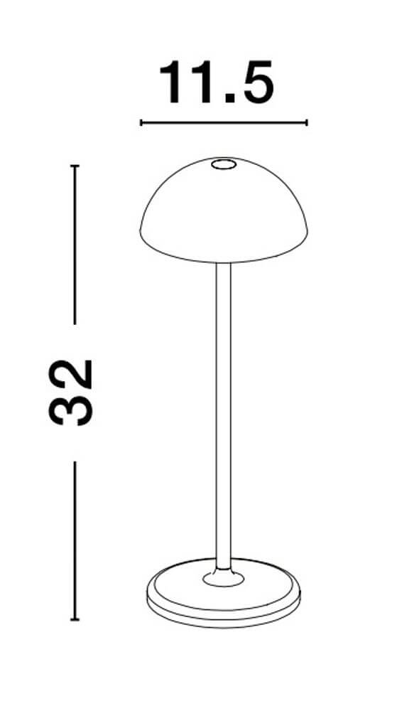 Technische Zeichnung der Rose LED Außentischleuchte 3000K IP54 mit Maßen 11,5 cm Durchmesser und 32 cm Höhe.