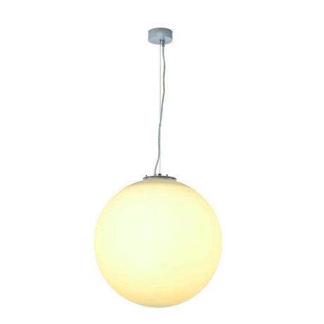 RotoBall 40 Pendelleuchte Weiß E27 max. 24W, kugelförmige weiße Pendelleuchte mit silbergrauem Stahl