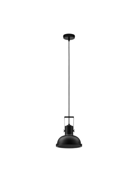 Ruvi Pendelleuchte E27 Ø 22cm Schwarz, schwarze Industrial-Hängelampe aus Metall für Esstisch und Küche