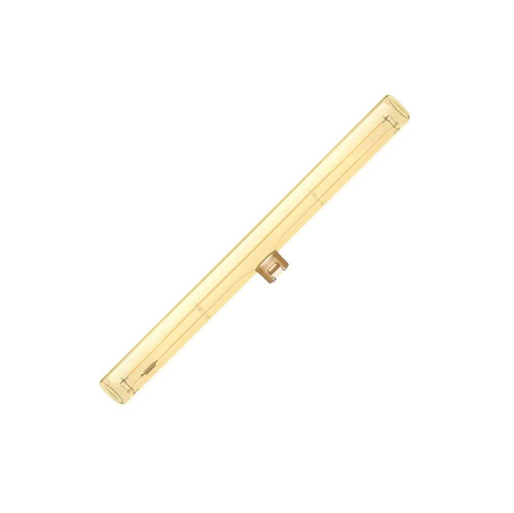 S14d LED Linienleuchte 30cm in Gold, dimmbar mit warmweißem Licht, ideal für Küche und Badezimmer.