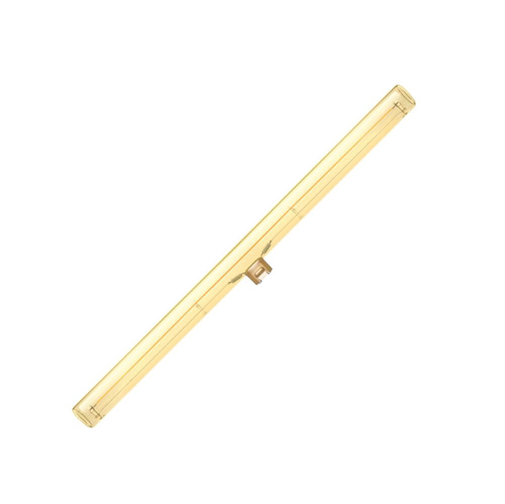 S14d LED Linienleuchte 50cm in Gold, extra warmweiß 1900K, dimmbar, ideal für Badezimmer und Küchen.