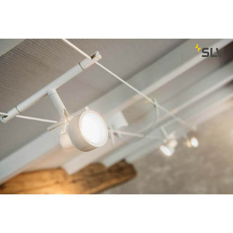 Saluna cable light for Tenseo 12V cable system QR-C51 White, rotatable and swiveling spotlight on cable system.