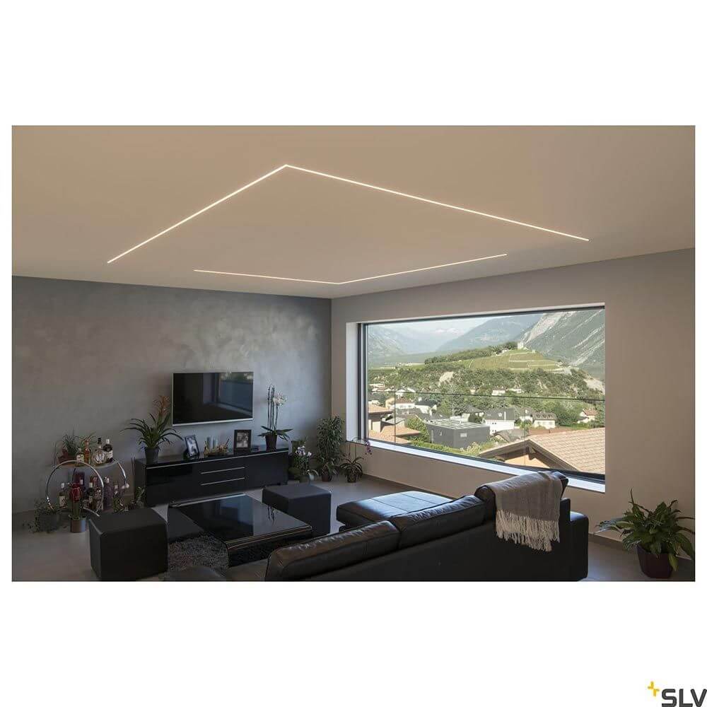 3m Abdeckung für Grazia 20 Flache Ausführung in modernem Wohnraum mit Fensterblick.
