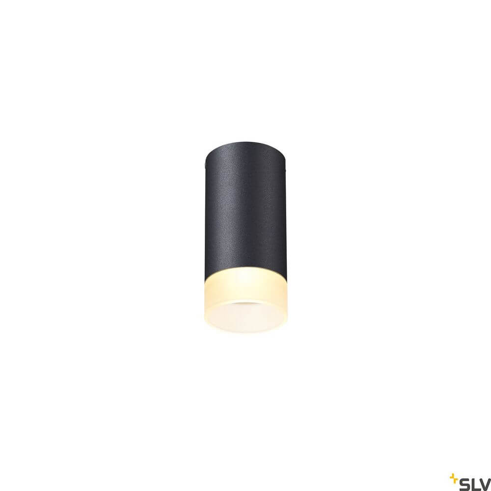 Astina Deckenaufbauleuchte QPAR51 Schwarz in elegantem Design mit goldfarbener Unterkante