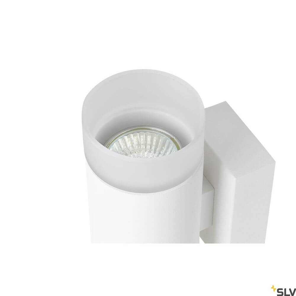 Astina Wandlampe QPAR51 Up & Down Weiß in der Ansicht von oben, moderne LED-Wandbeleuchtung.