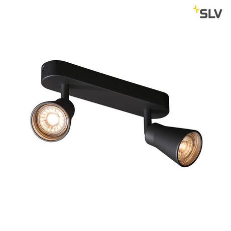 Avo Double surface-mounted light, black, with rotatable and swivelling lamp heads in a modern design.