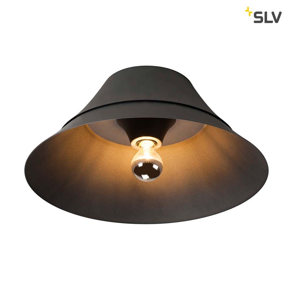 Bato 45 Deckenaufbauleuchte Schwarz im eleganten Design mit E27 Sockel und integrierter LED Lichtquelle.