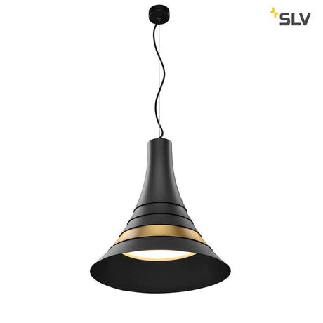 Bato 45 LED lampe suspendue noire, en laiton au design chic et avec des LED-ampoules à haute efficacité énergétique.