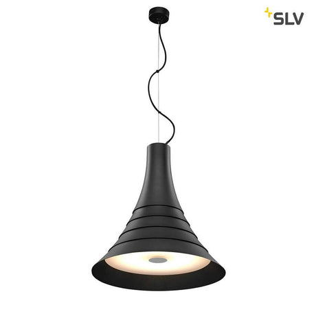 Bato 45 LED suspension noire, suspension noire moderne avec éclairage LED intégré.
