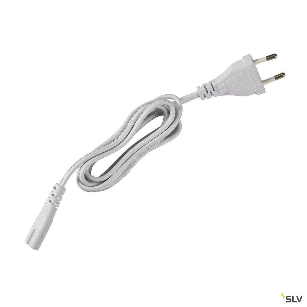 Batten Einspeiser Weiß mit Netzstecker für BATTEN Lichtbalken, weißes Anschlusskabel.