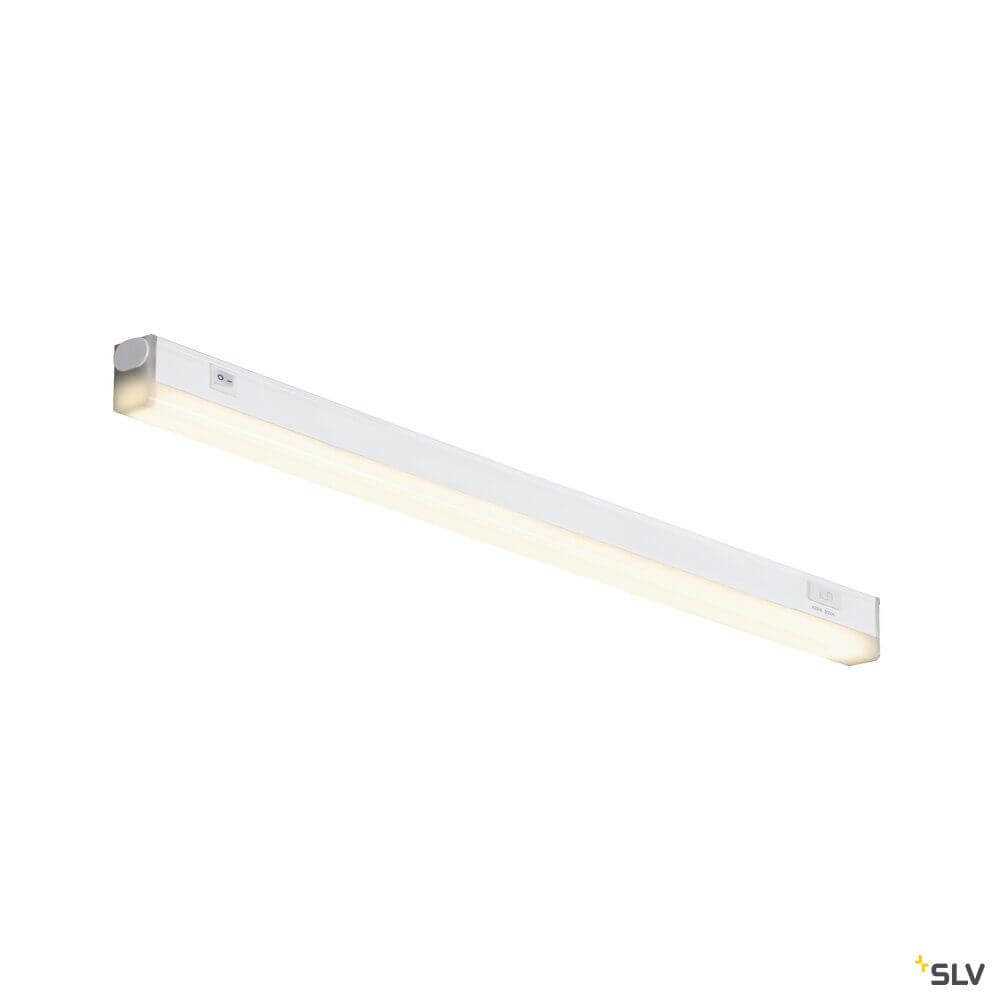 Hochwertiger Batten LED Lichtbalken in Weiß mit gleichmäßiger Lichtausgabe, ideal für Decken- und Wandmontage.