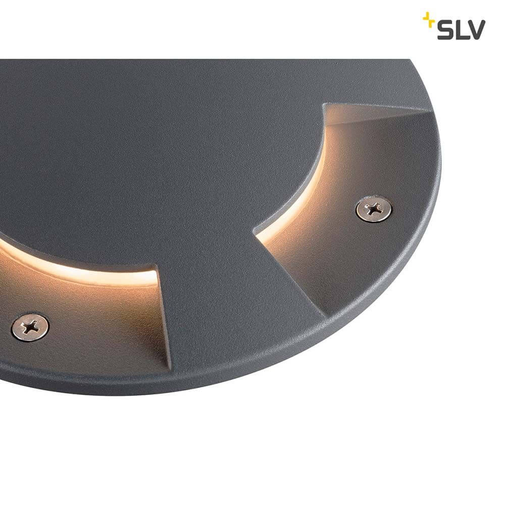 Big Plot Abdeckung 4 Auslässe Anthrazit mit LED-Leuchte und Aluminium-Gehäuse.