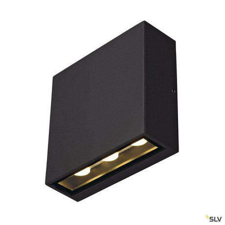 Big Quad Up&Down Außen Wandleuchte IP54 anthrazit mit 6 warmweißen LEDs, Aluminium und Glas, Up/Down-Lichtkegel