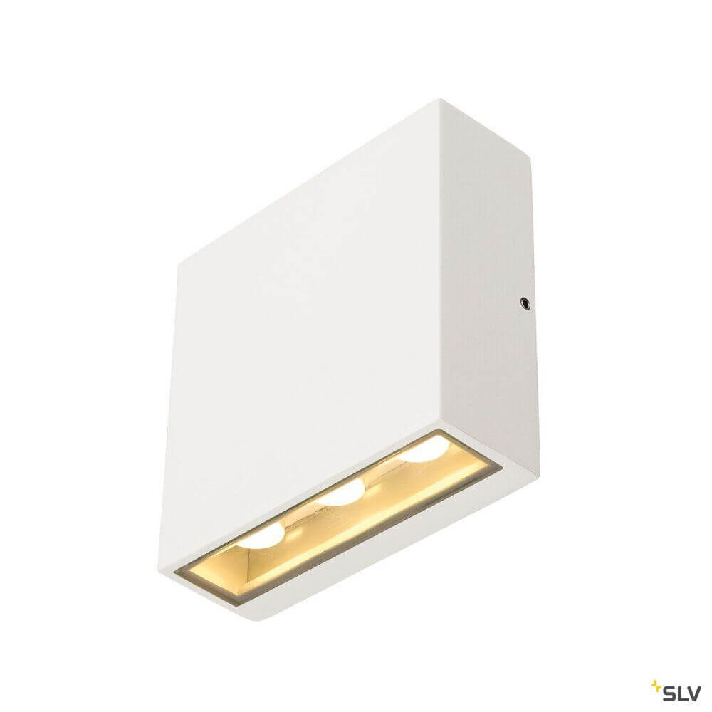 Big Quad Up&Down Außen Wandleuchte IP54 in elegantem Weiß, ideal für Außenbeleuchtung mit warmweißen LEDs.
