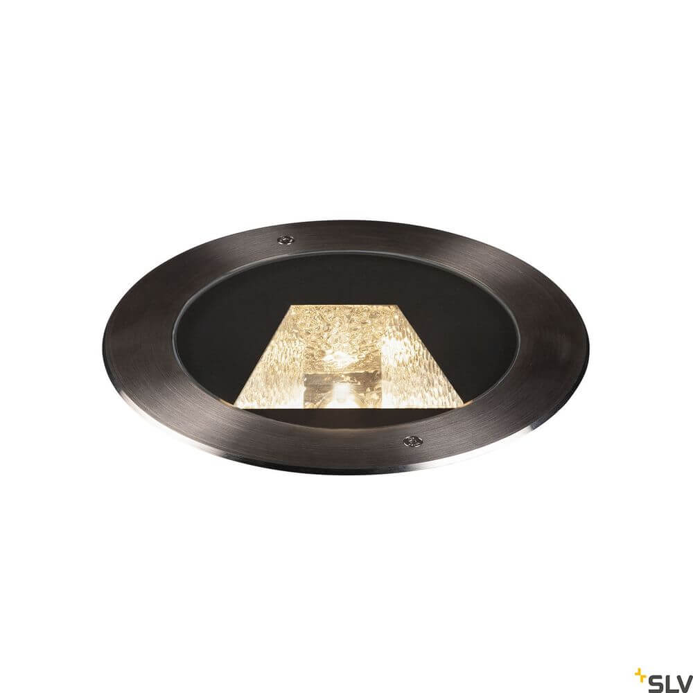 Dasar 270 3000K Rund Asymmetrisch IP67 Einbaustrahler in Schwarz mit quadratischer Lichtquelle.