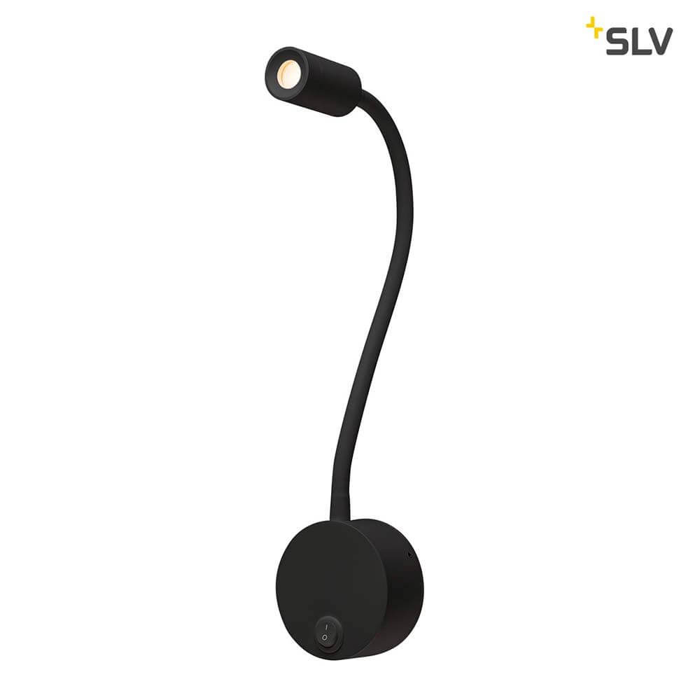 Dio Flex Plate LED Wandaufbauleuchte in Schwarz mit Flexarm und Schalter für individuelle Anwendungen.