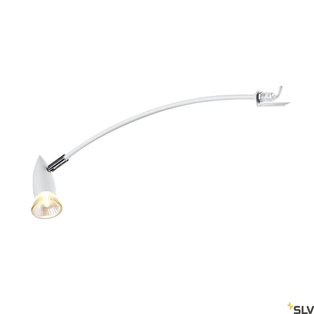 Displayleuchte Adl 50 QPAR51 Weiß mit gebogenem Arm und schwenkbarem Spot.
