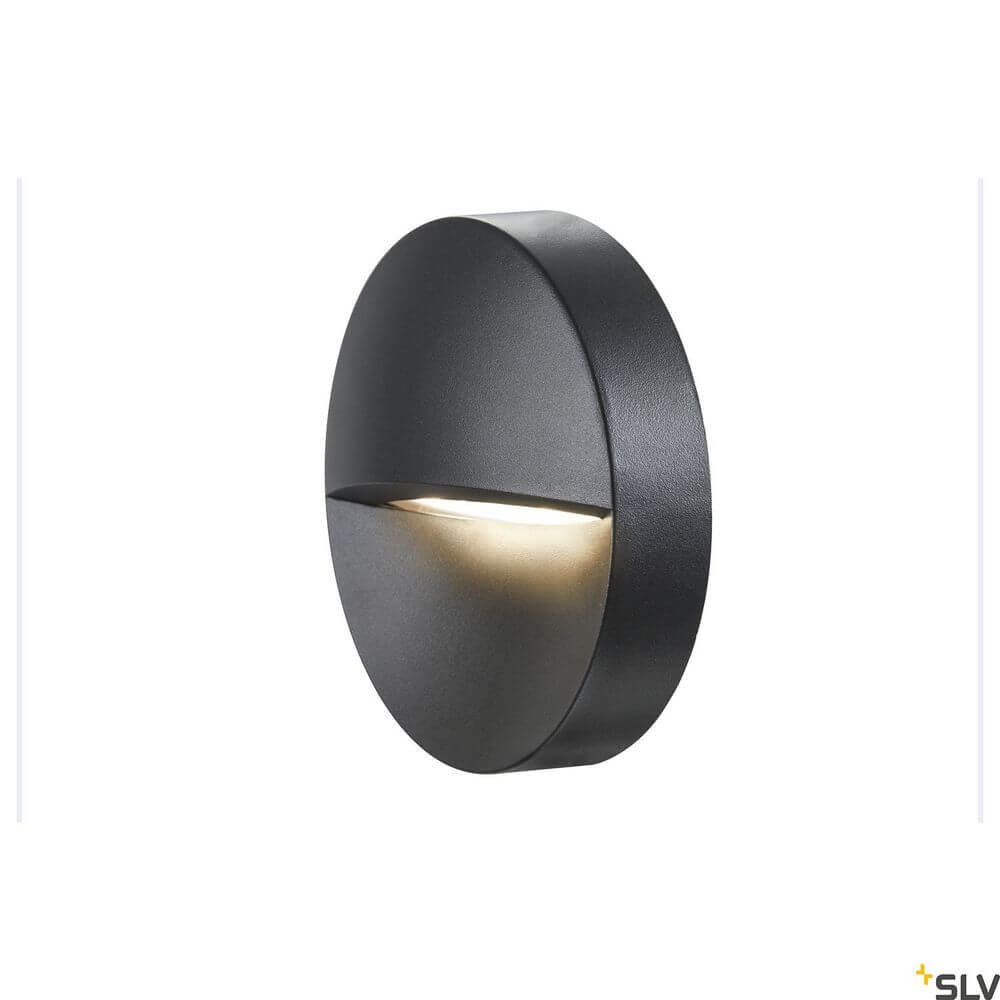 Downunder Out Round LED Wandeinbaulampe Anthrazit 3000K mit modernem Design und warmweißem Licht.
