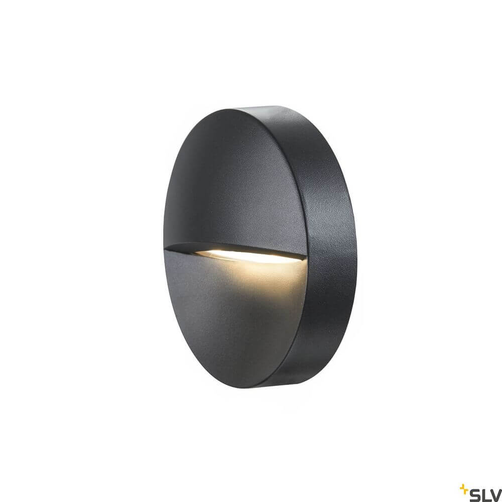 Downunder Out Round LED Wandeinbaulampe Anthrazit 3000K in elegantem, modernem Design mit warmem Licht.