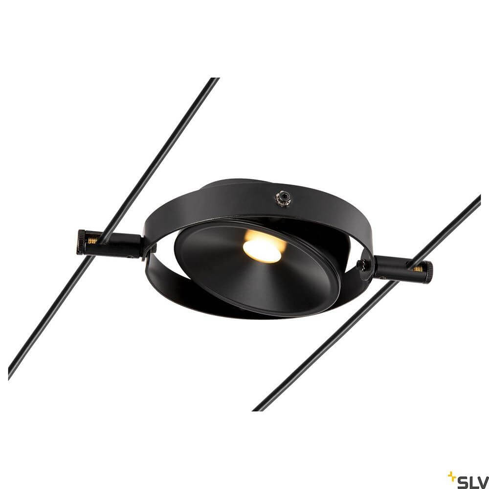 Durno LED Seilleuchte für Tenseo Niedervolt-Seilsystem mit schwenkbarem Strahler und modernem Design.