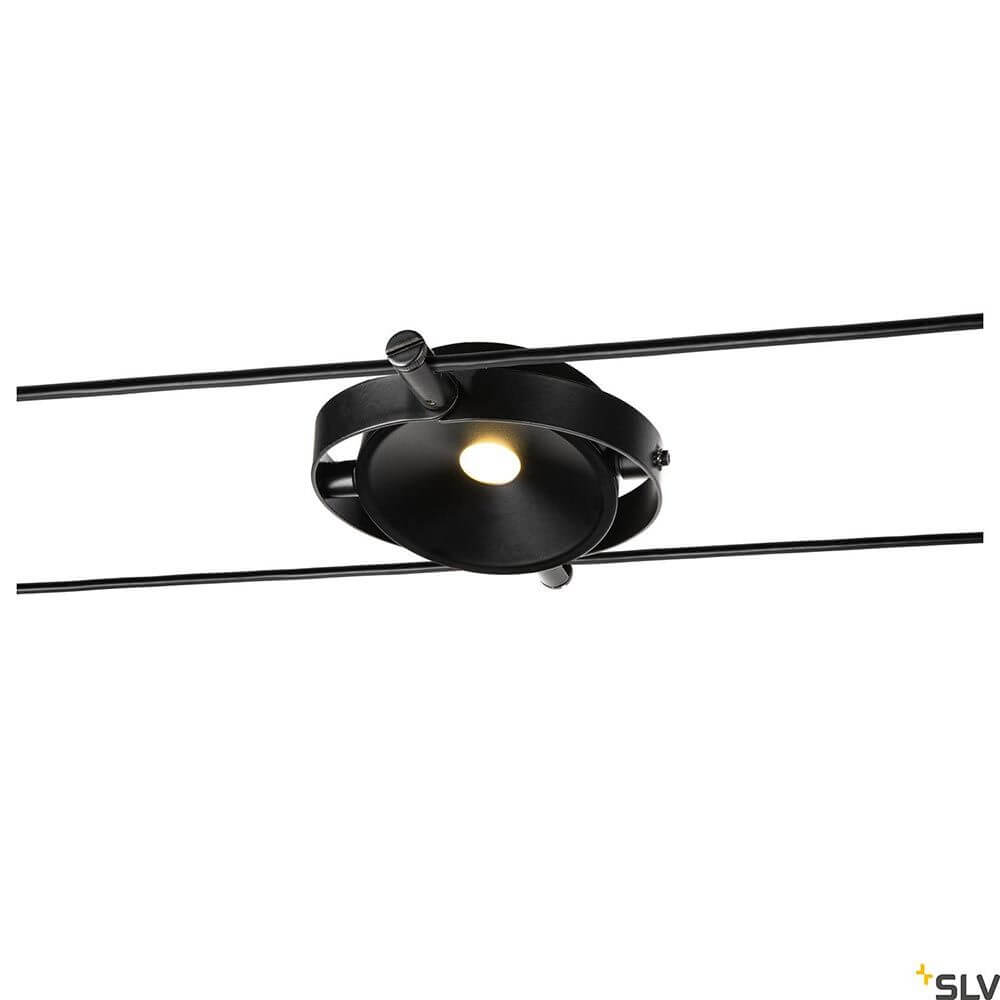 Durno LED Seilleuchte für Tenseo Niedervolt-Seilsystem, dreh- und schwenkbarer LED Strahler in modernem Design.