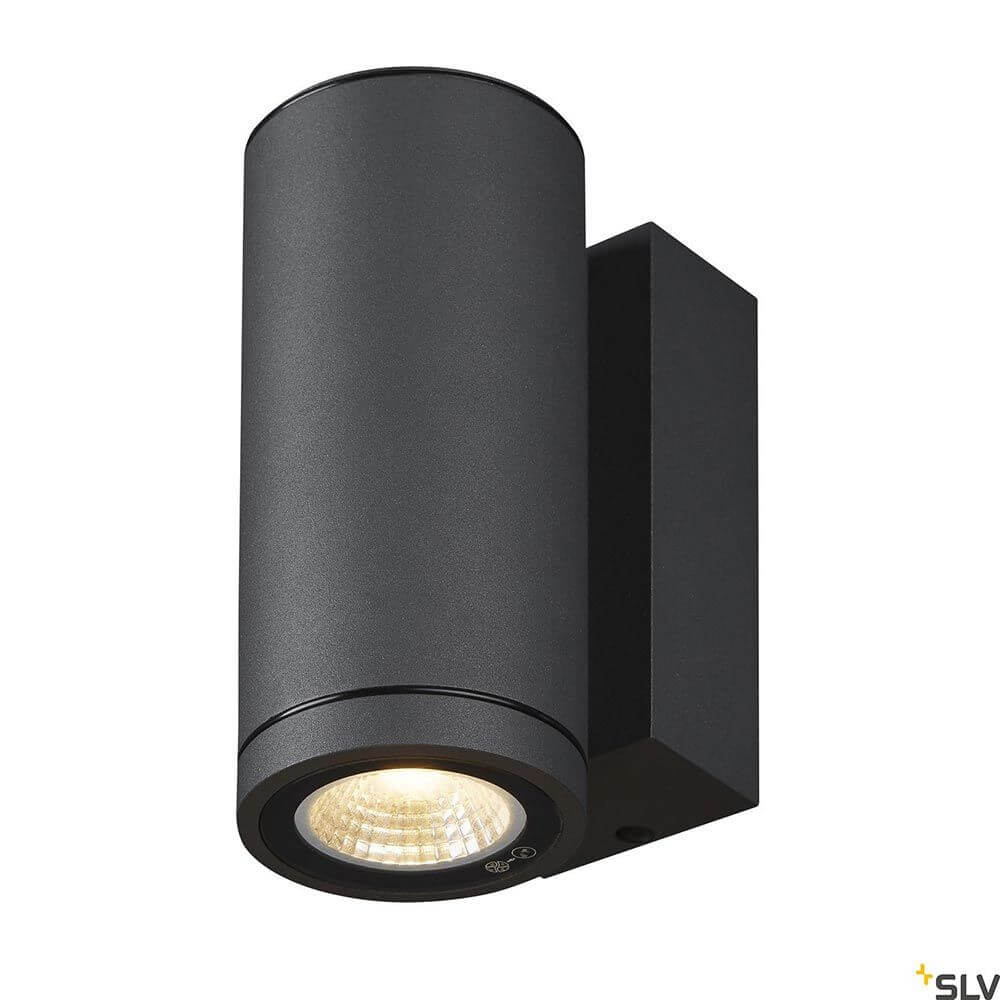 Enola LED Wandaufbauleuchte Round S Single Outdoor Anthrazit, zylindrische Aluminium-Lampe mit leistungsstarkem LED.