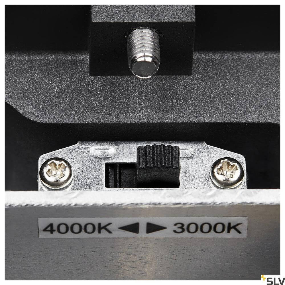 Enola LED Wandaufbauleuchte Square IP65 Anthrazit Schalter zur Lichtfarbänderung 3000K und 4000K.