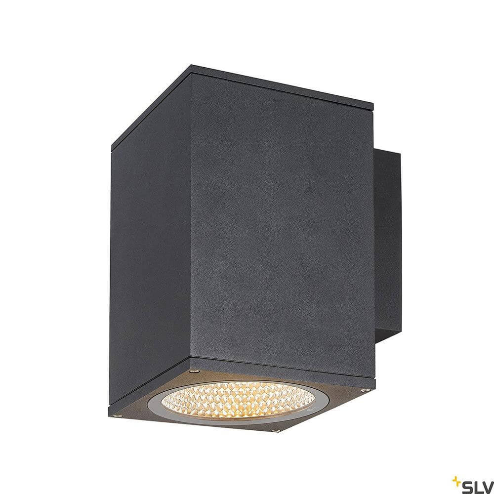 Enola LED Wandaufbauleuchte Square IP65 Anthrazit in schwarzem Aluminium mit leistungsstarkem LED.
