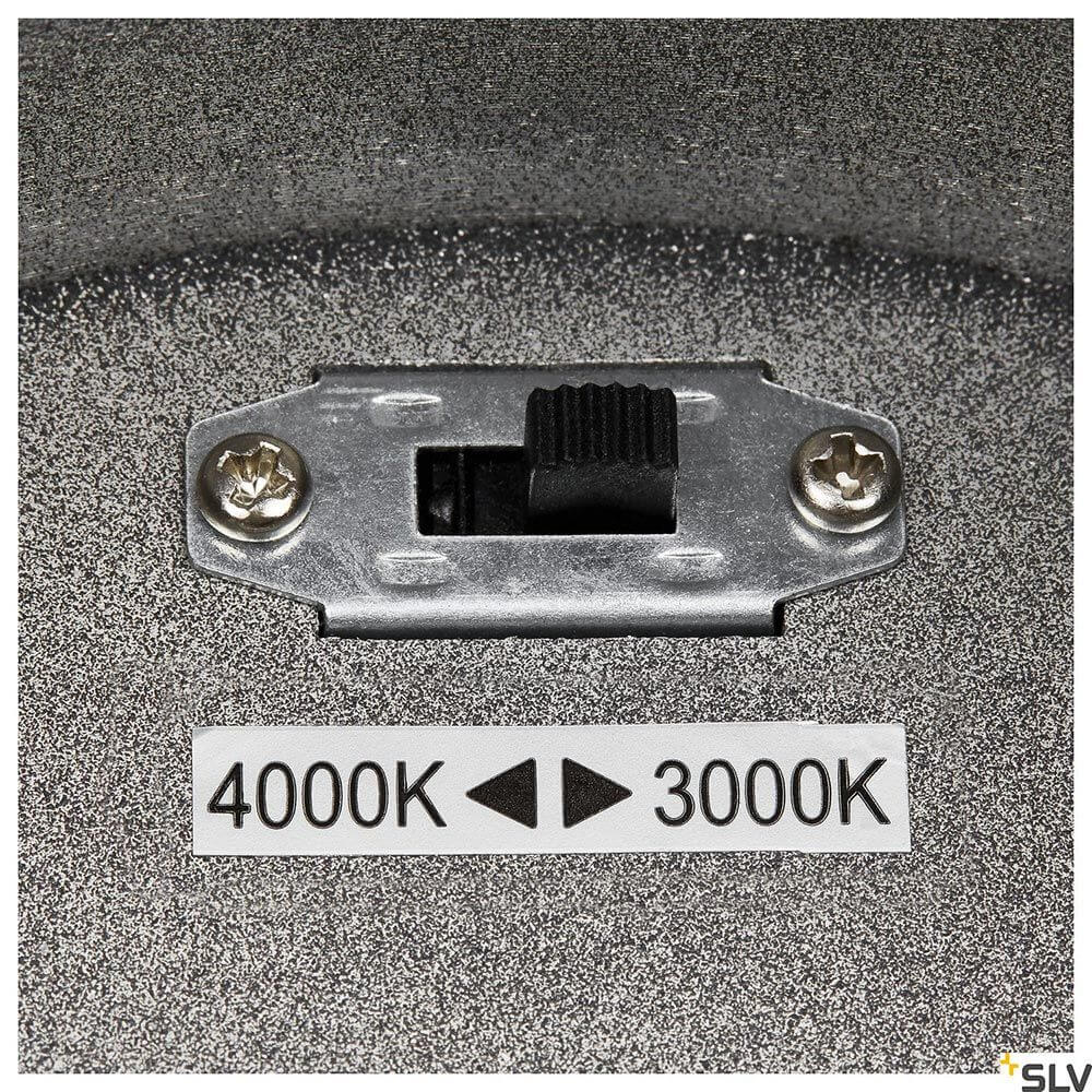 CCT Schalter der Enola Round LED Deckenaufbauleuchte CCT Outdoor zur Auswahl zwischen 3000K und 4000K.