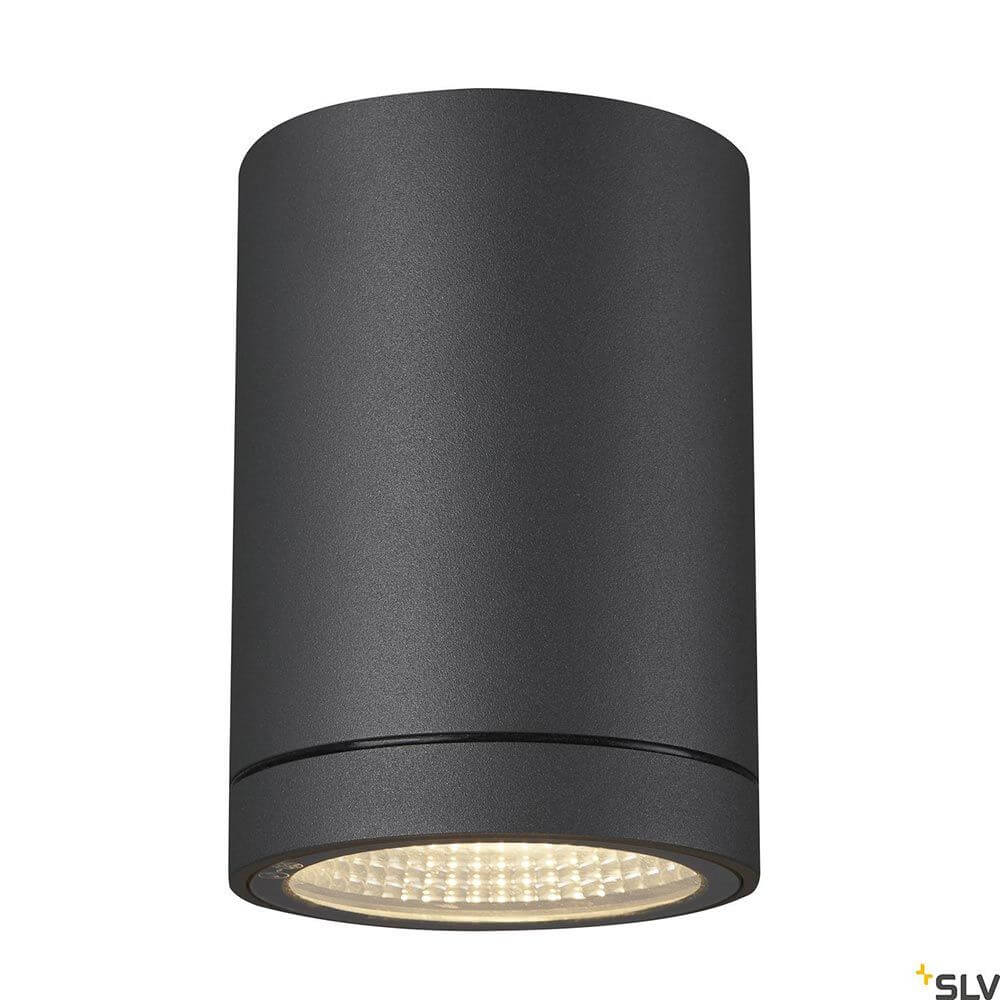 Enola Round LED Deckenaufbauleuchte CCT Outdoor in elegantem Schwarz mit leistungsstarken LED.
