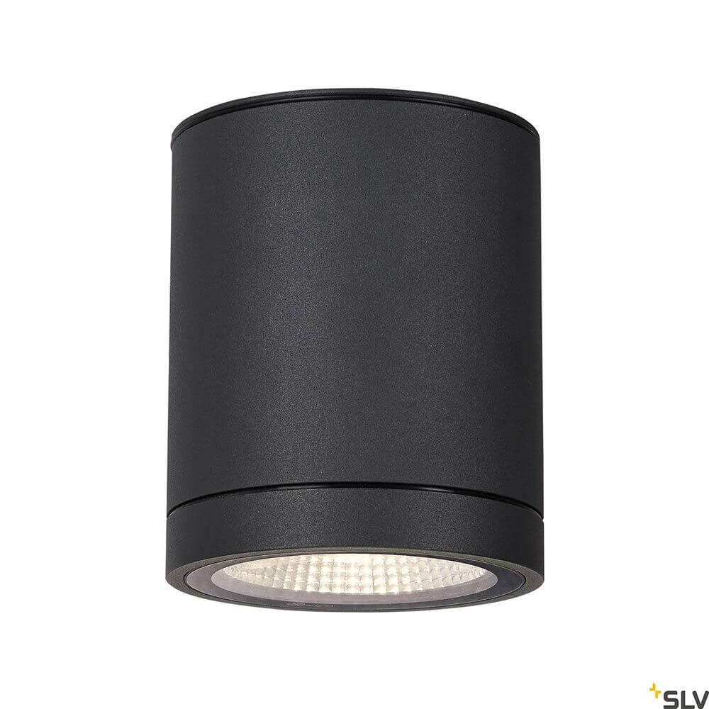 Enola Round LED Deckenaufbauleuchte CCT Outdoor in Schwarz mit leistungsstarken LEDs für Außenbereich.