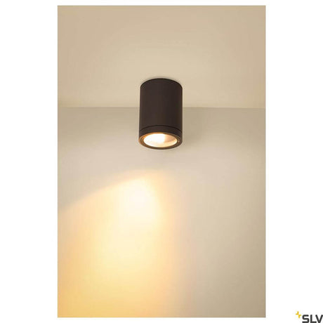 Enola Round LED Deckenaufbauleuchte CCT Outdoor, schwarze zylindrische LED-Deckenleuchte für warmes Licht