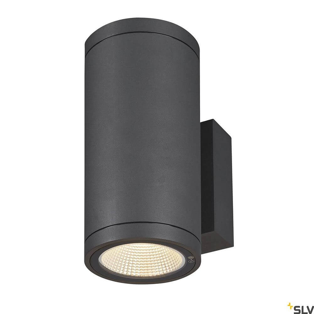 Enola Round Up&Down Outdoor LED Wandaufbauleuchte 2-flammig CCT in Schwarz mit leistungsstarkem Licht.