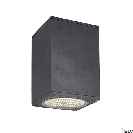 Enola Square Outdoor LED ceiling surface-mounted light Anthracite CCT with rectangular aluminum construction and powerful LED.