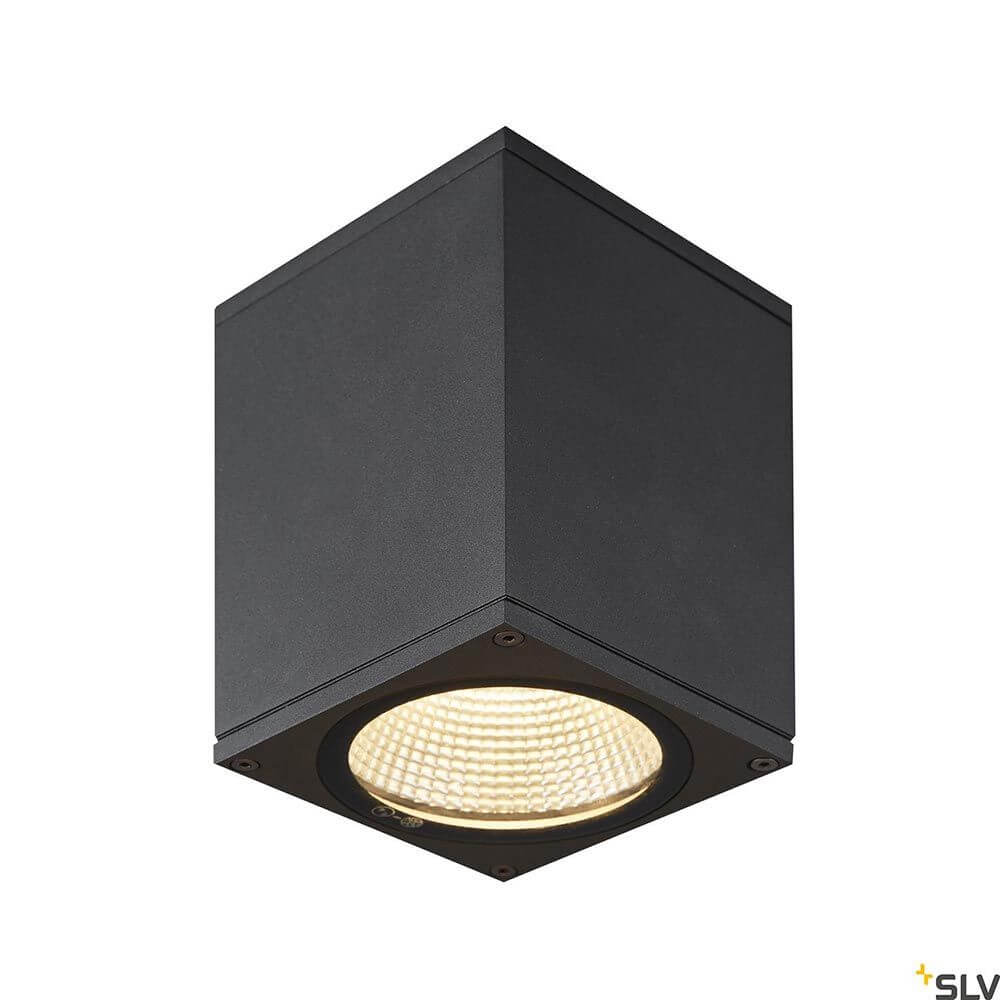 Enola Square Outdoor LED Deckenaufbauleuchte Anthrazit CCT in moderner quadratischer Form mit leistungsstarkem LED.