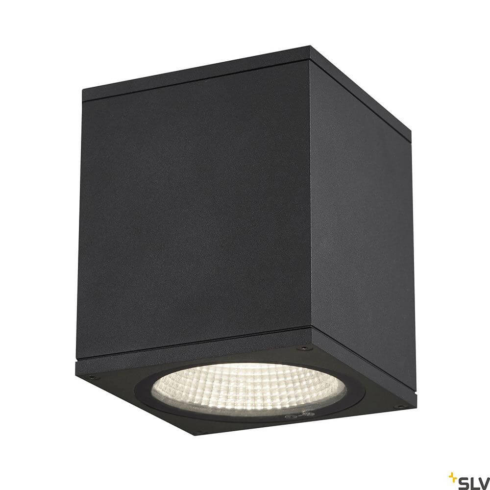 Enola Square Outdoor LED Deckenaufbauleuchte Anthrazit CCT in modernem Design aus Aluminium.