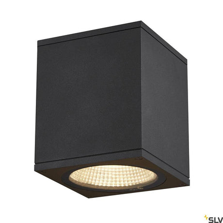 Enola Square Outdoor LED ceiling surface-mounted light Anthracite CCT in an elegant square shape.