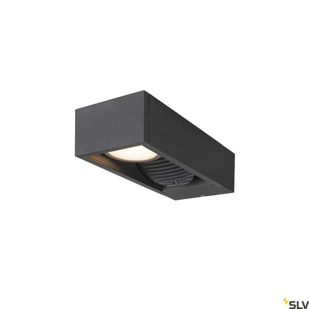 Eskina Frame Outdoor LED Wandaufbauleuchte Double Anthrazit CCT in elegantem Design, rechteckiger Aluminium-Rahmen.