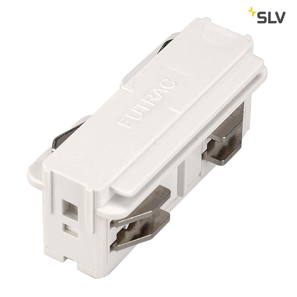 Eutrac Längsverbinder Elektrisch Weiß - starrer Verbinder für Hochvolt 3Phasen-Aufbauschienen-System.