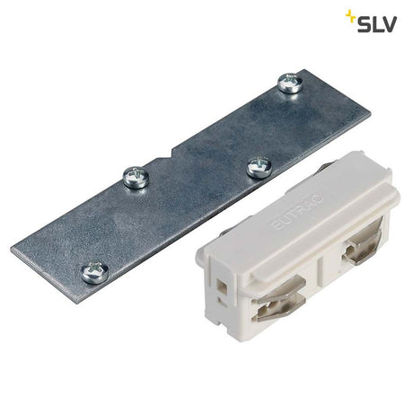 Eutrac Längsverbinder für 3P.-Einbauschiene Weiß für Hochvolt-3Phasen-Aufbauschienen-System mit Stabilisator
