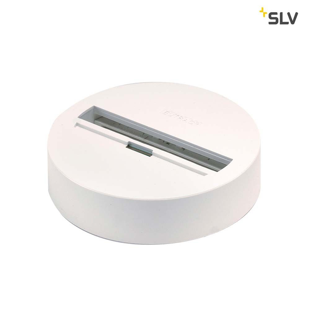 Eutrac Universal Punktauslass Weiß - Deckenrosette mit 3Phasen Hochvolt-Schienen Adapter.