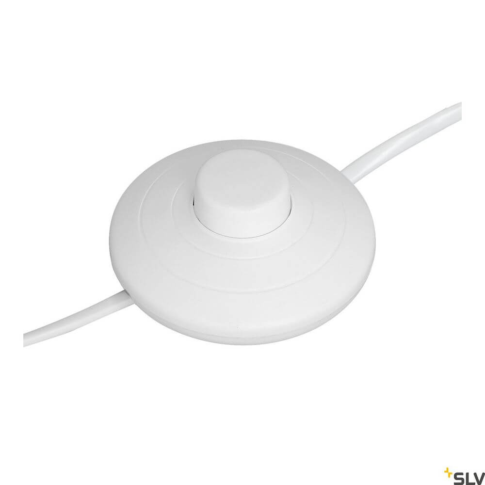 Fenda Bow Basis E27 Bogenlampe Weiß (ohne Schirm) mit weißem Schalter auf Kabel.