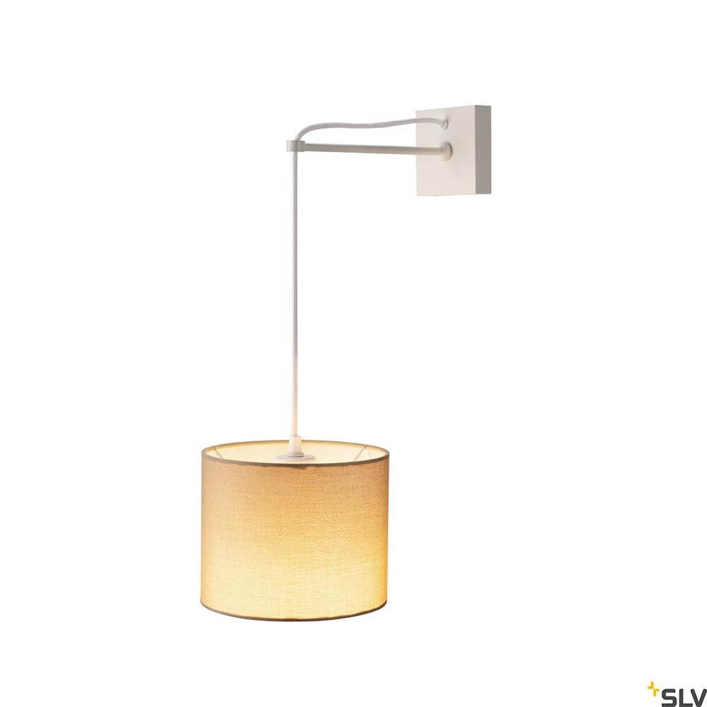 Fitu Crane Base Wandhalterung für Pendelleuchten in Weiß mit Kabel und Lampenschirm